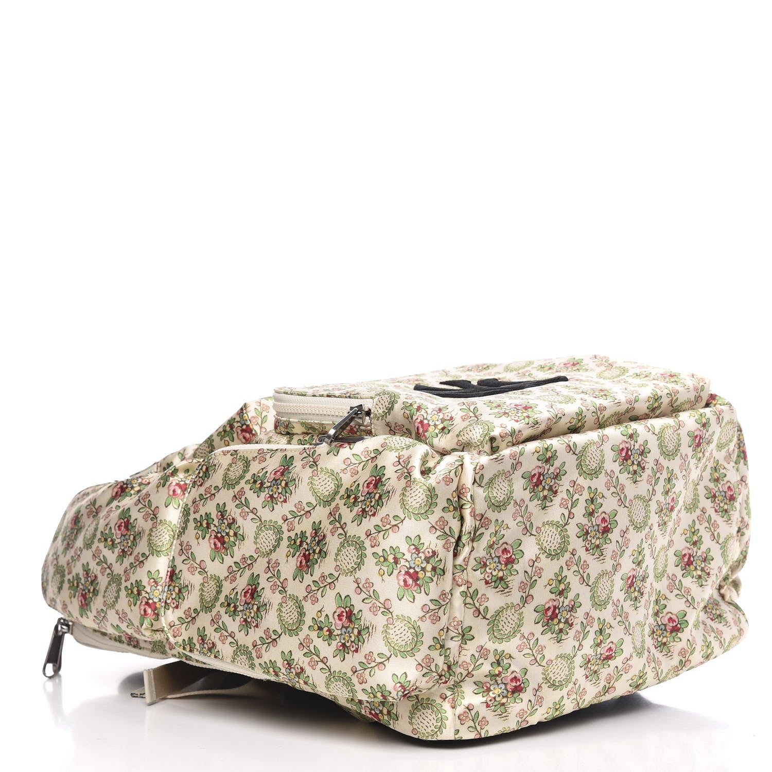 Gucci X MLB Satin Floral Print NY Yankees Patch Backpack Ivory Green 3 of 9