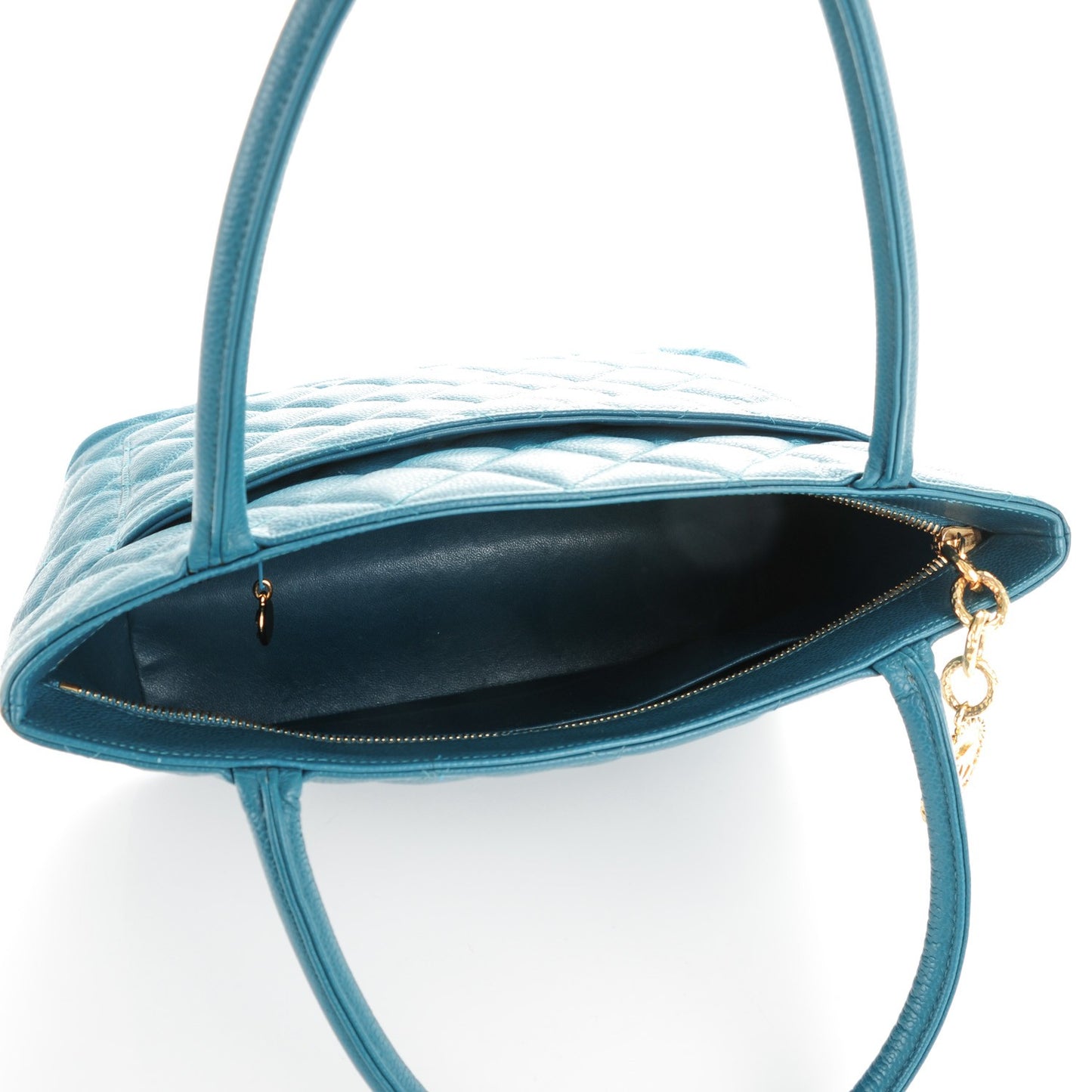 Caviar Quilted Medallion Tote Turquoise