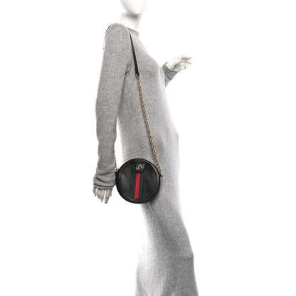 Gucci Grained Calfskin Web Mini Ophidia Round Shoulder Bag Black 2 of 10
