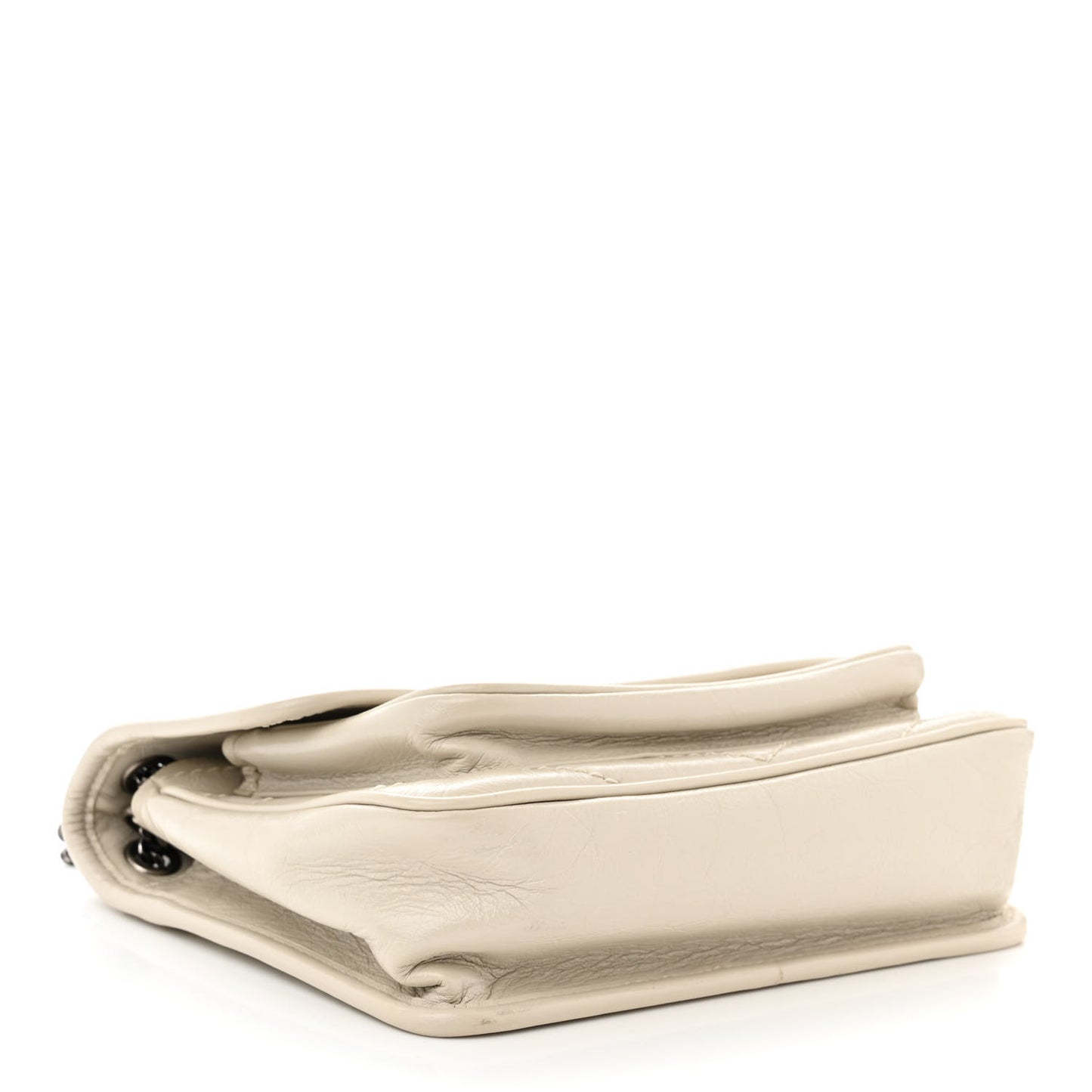 Crinkled Calfskin Matelasse Monogram Baby Niki Chain Satchel Ivory
