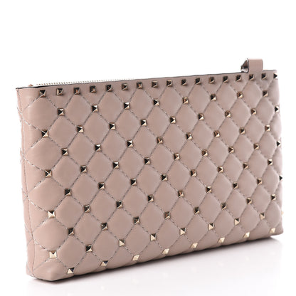 Valentino Garavani Nappa Rockstud Spike Side Slip Zip Clutch Poudre 3 of 9
