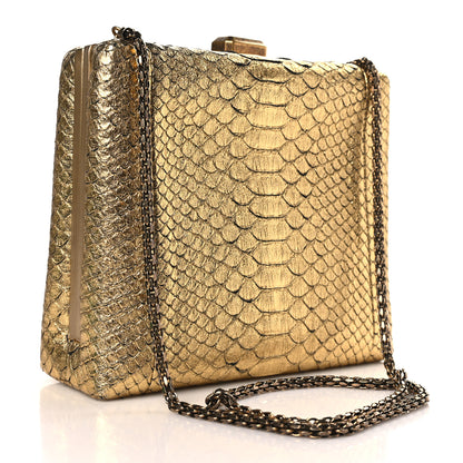 Chanel Metallic Snakeskin Kisslock Crossbody Gold 2 of 10