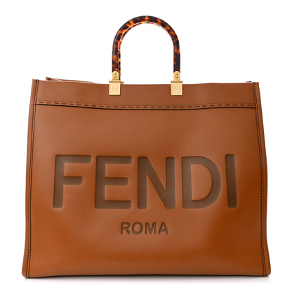 Fendi Vitello King Plexiglass Large Fendi Sunshine Shopper Tote Cuoio 1 of 14