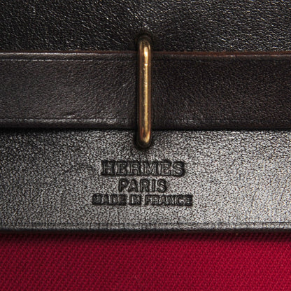 Hermes Vache Calfskin Toile Herbag TPM Red Orange 6 of 9