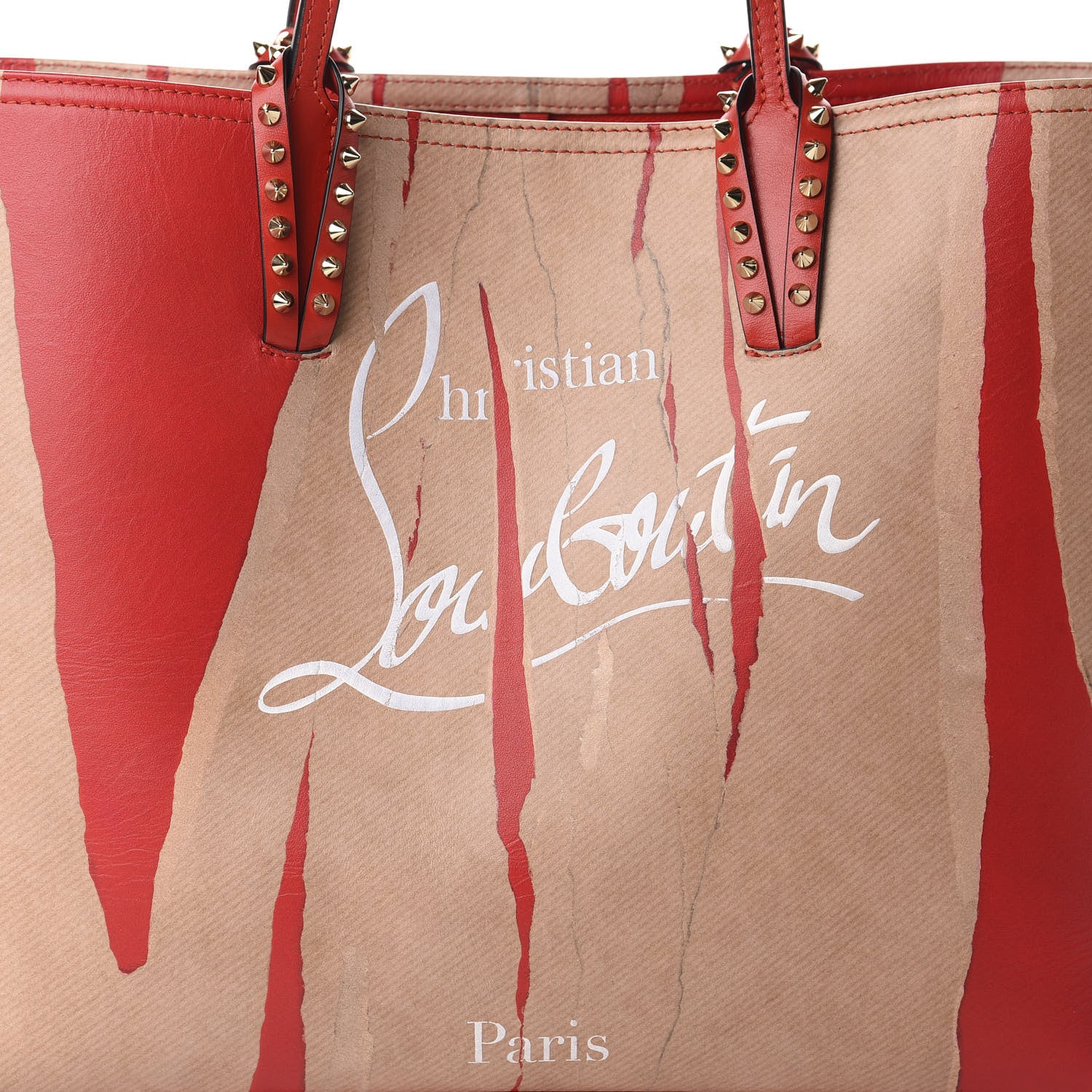 Christian Louboutin Calfskin Kraft Spikes East West Cabata Tote Kraft Red 11 of 11