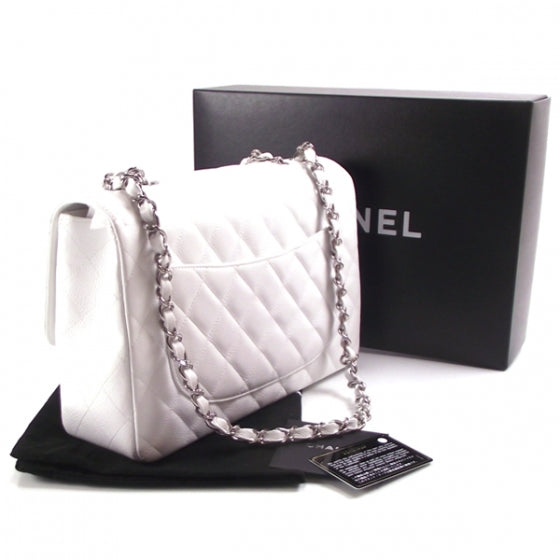 Caviar JUMBO Classic Flap White