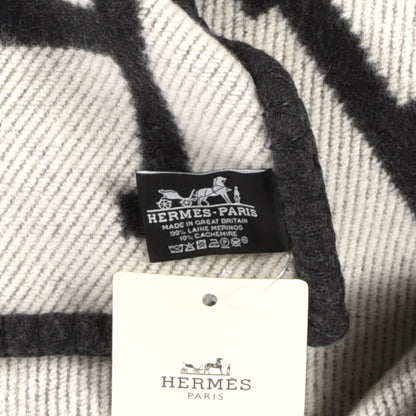 Hermes Wool Cashmere Avalon Blanket Ecru Gris Fonce 3 of 3