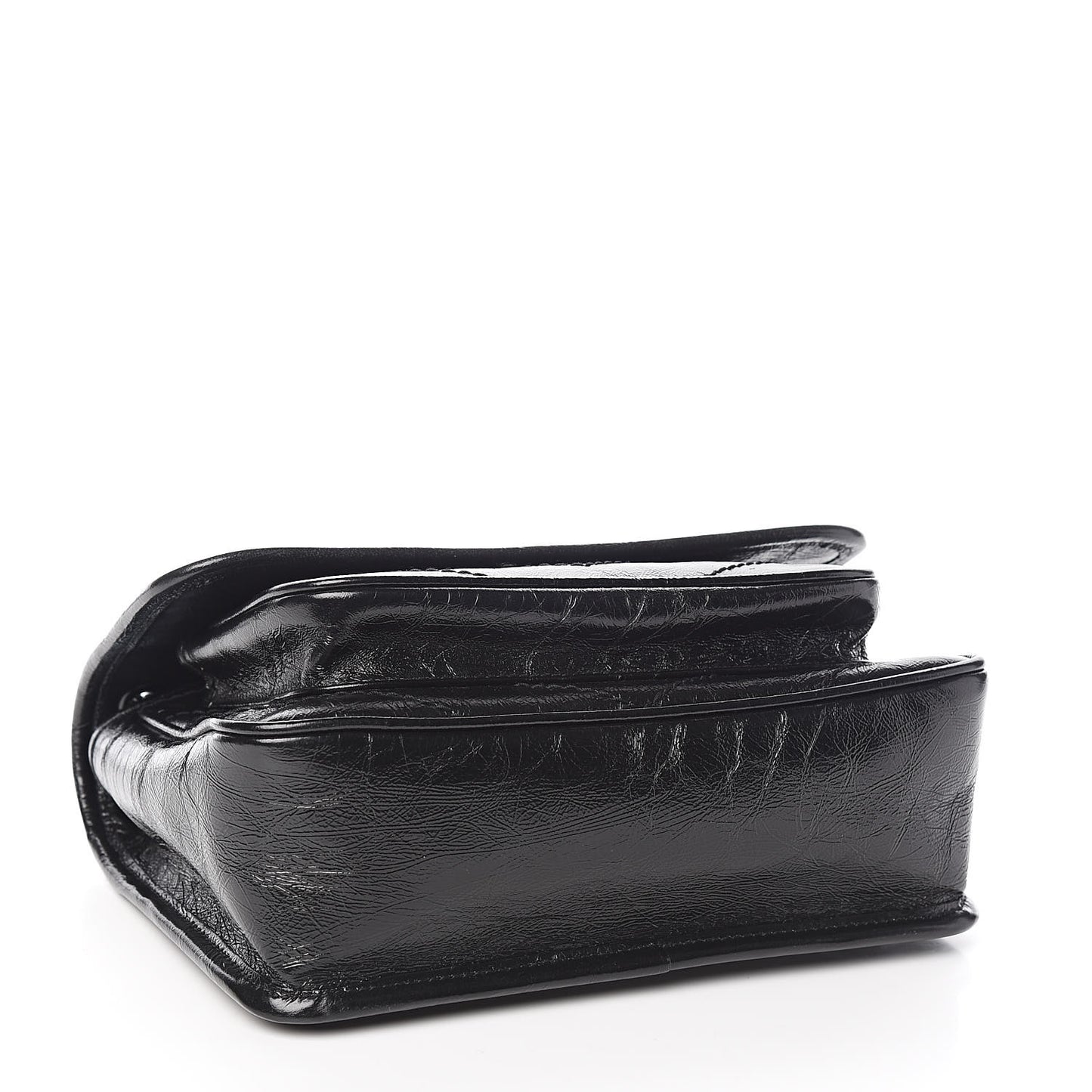 Crinkled Calfskin Matelasse Monogram Baby Niki Chain Satchel Black