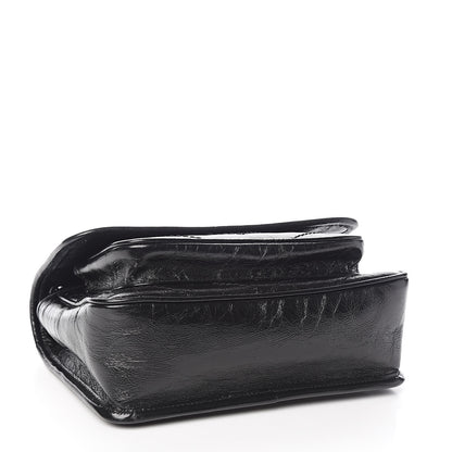 Saint Laurent Crinkled Calfskin Matelasse Monogram Baby Niki Chain Satchel Black 4 of 10