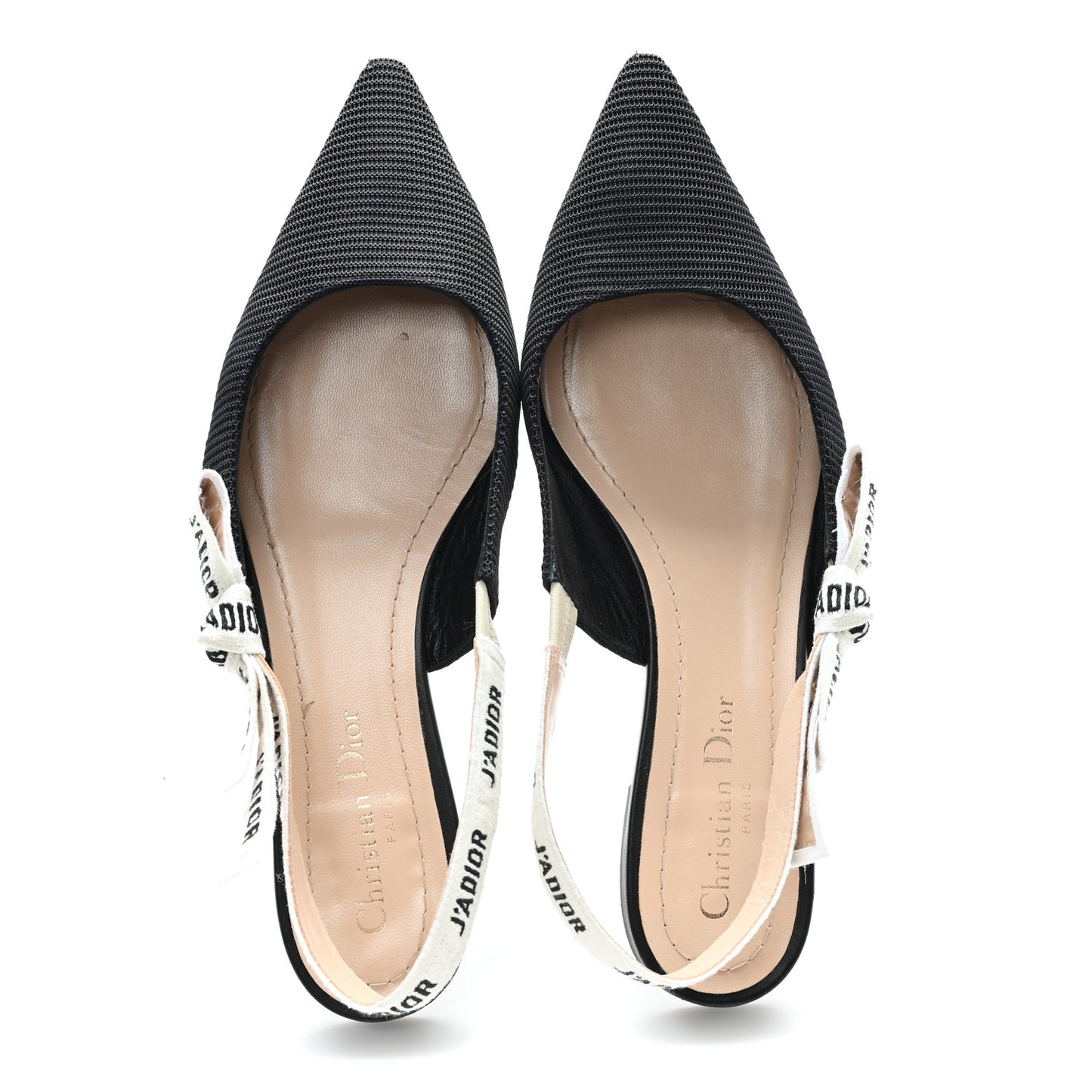 Technical Canvas Ribbon J'Adior Slingback Ballet Flats 38.5 Black