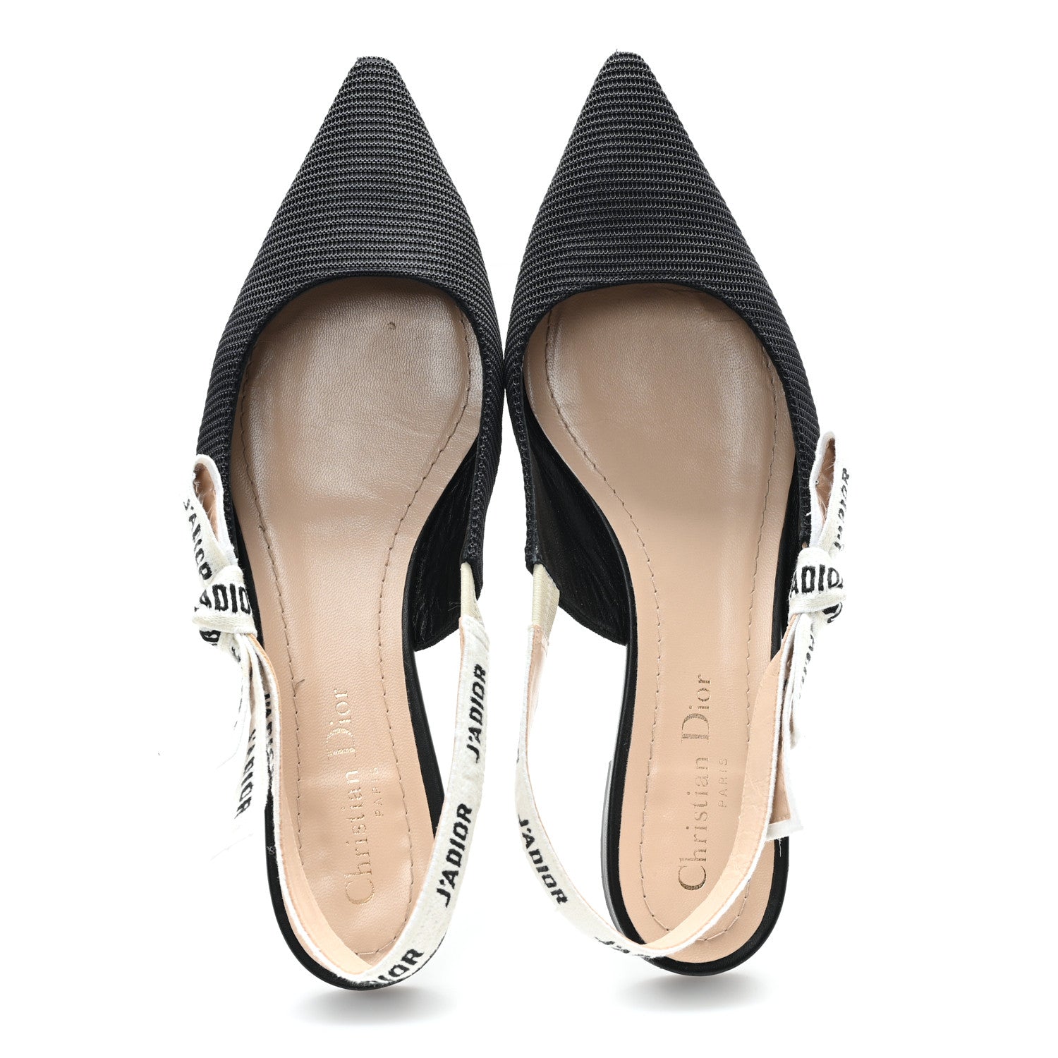 Christian Dior Technical Canvas Ribbon J'Adior Slingback Ballet Flats 38.5 Black 2 of 10