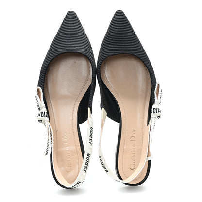 Christian Dior Technical Canvas Ribbon J'Adior Slingback Ballet Flats 38.5 Black 2 of 10