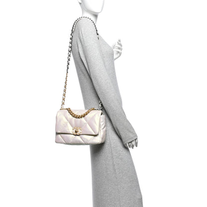Chanel Iridescent Calfskin Quilted Medium Chanel 19 Flap  White 2 of 10