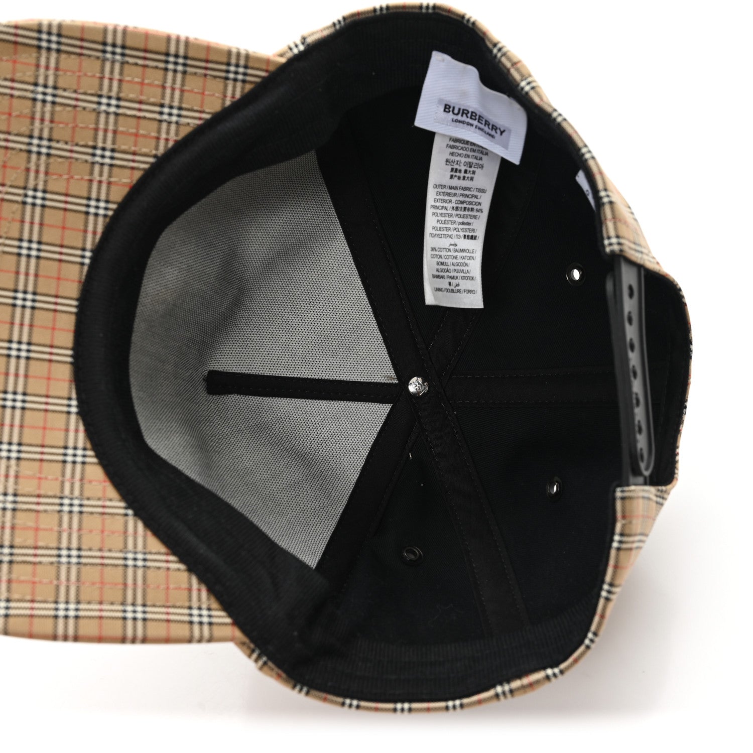 Burberry Technical Cotton Micro Check Baseball Hat L Beige 1876715
