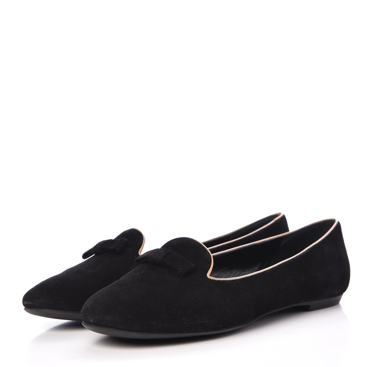 Louis Vuitton Suede Uniformes Bow Flat Loafers 36.5 Black 3 of 9