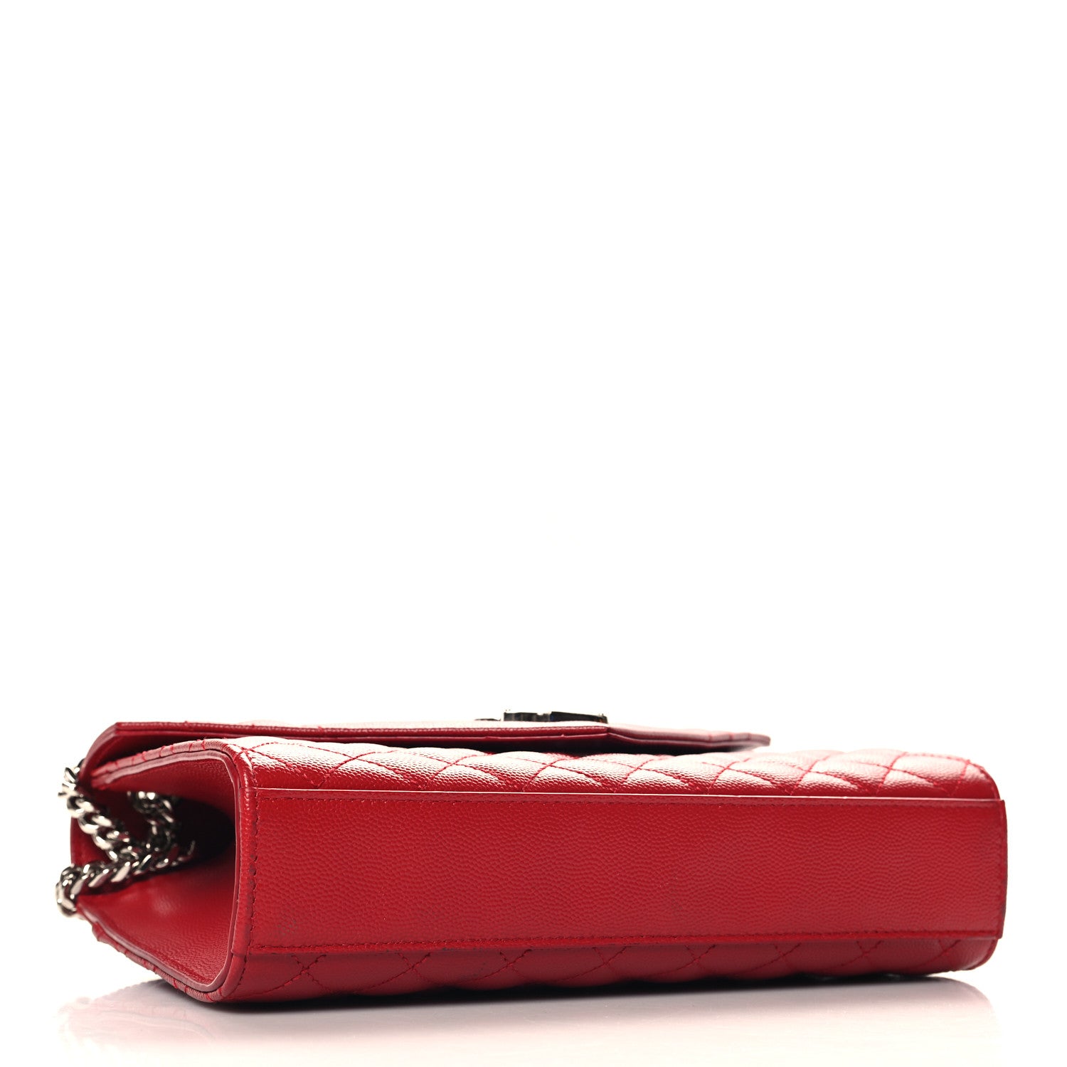 Saint Laurent Grain De Poudre Textured Mixed Matelasse Triquilt Medium Monogram Satchel New Red 4 of 9