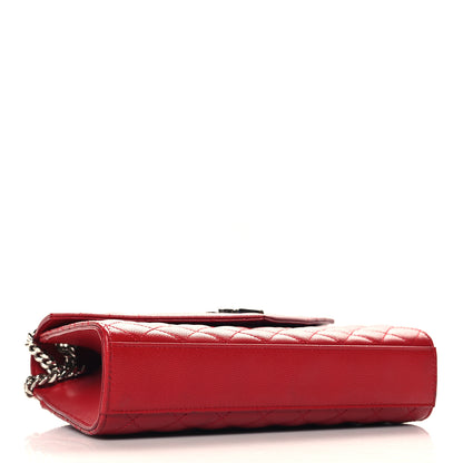 Saint Laurent Grain De Poudre Textured Mixed Matelasse Triquilt Medium Monogram Satchel New Red 4 of 9