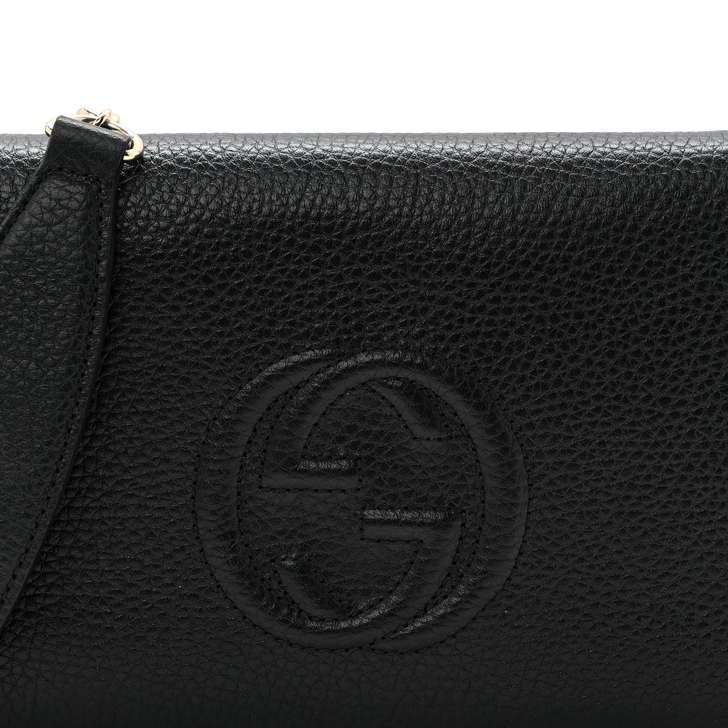 Pebbled Calfskin Soho Wallet On Chain Black