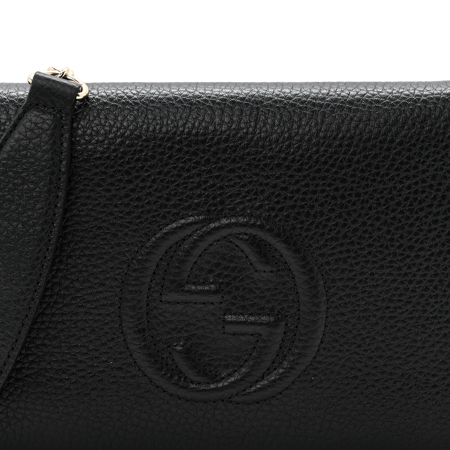 Gucci Pebbled Calfskin Soho Wallet On Chain Black 7 of 10