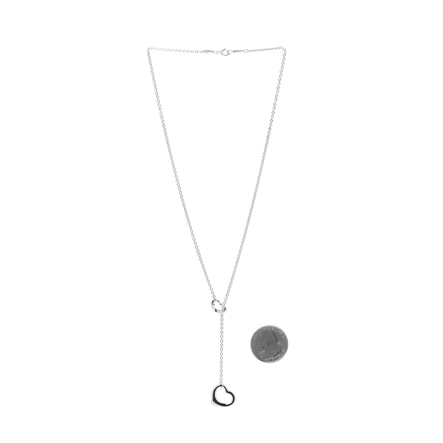 Sterling Silver Elsa Peretti Open Heart Lariat Necklace