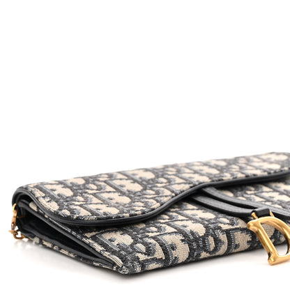 Christian Dior Oblique Saddle Chain Long Wallet Blue 9 of 10