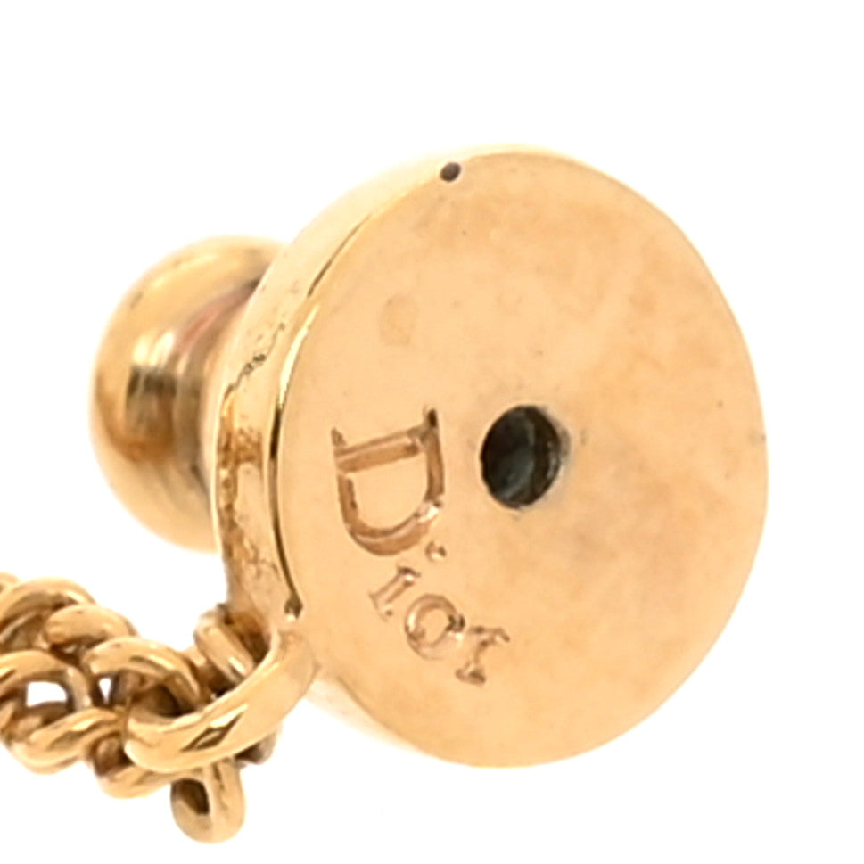 Christian Dior Crystal Heart Dangle Chain Earrings Gold 4 of 4