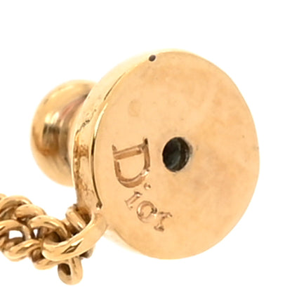 Christian Dior Crystal Heart Dangle Chain Earrings Gold 4 of 4