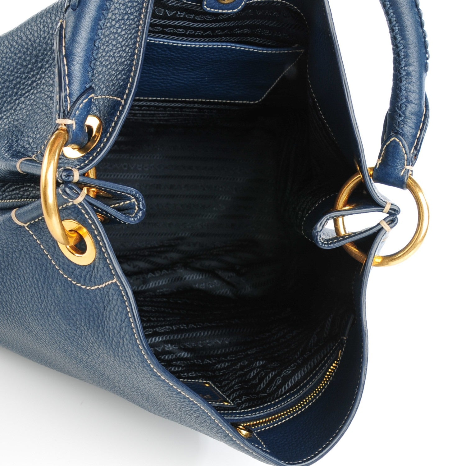 Prada Vitello Daino Hobo Bleuette 5 of 8
