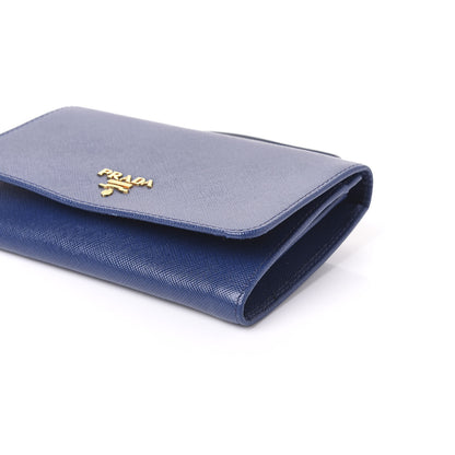 Prada Saffiano Metal Wristlet Wallet Bluette 6 of 8