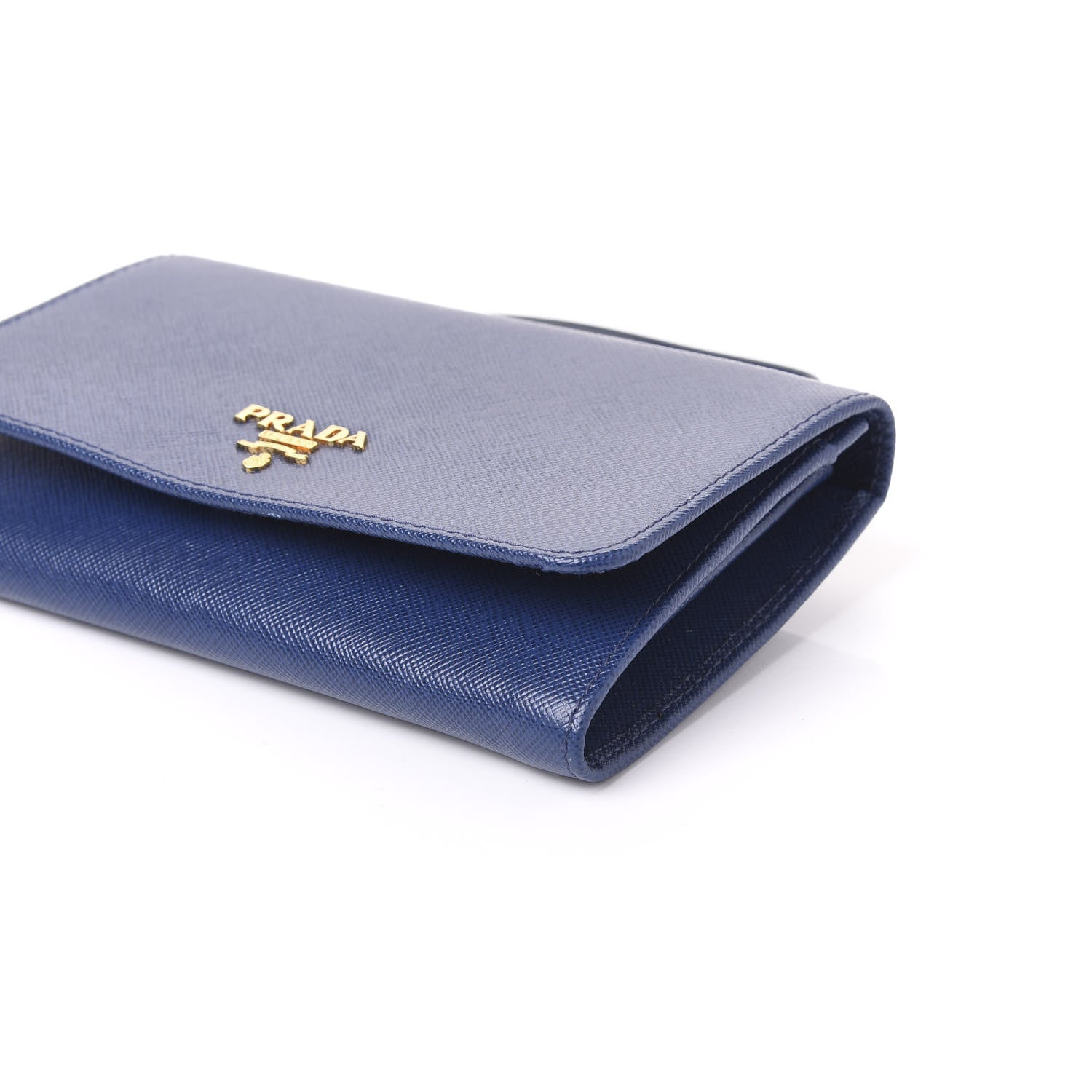 Prada Saffiano Metal Wristlet Wallet Bluette 6 of 8