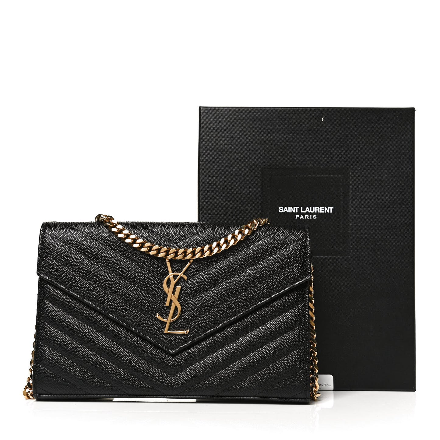 Grain De Poudre Matelasse Chevron Monogram Chain Wallet Black