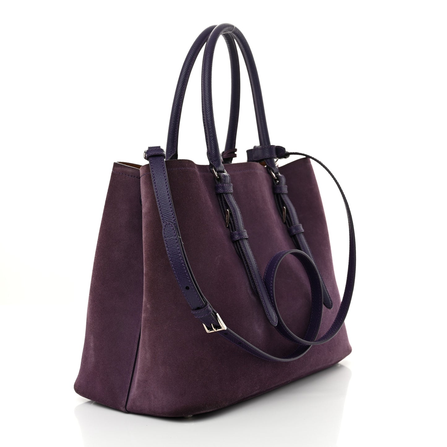 Scamosciato Suede Medium Double Handle Tote Uva Nocciolo