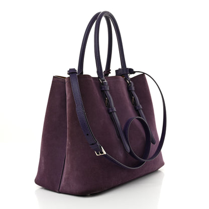 Prada Scamosciato Suede Medium Double Handle Tote Uva Nocciolo 3 of 13