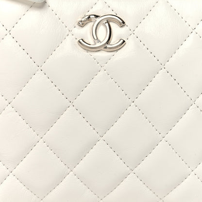 Chanel Shiny Crumpled Calfskin Quilted Clutch Bag White 8 of 10