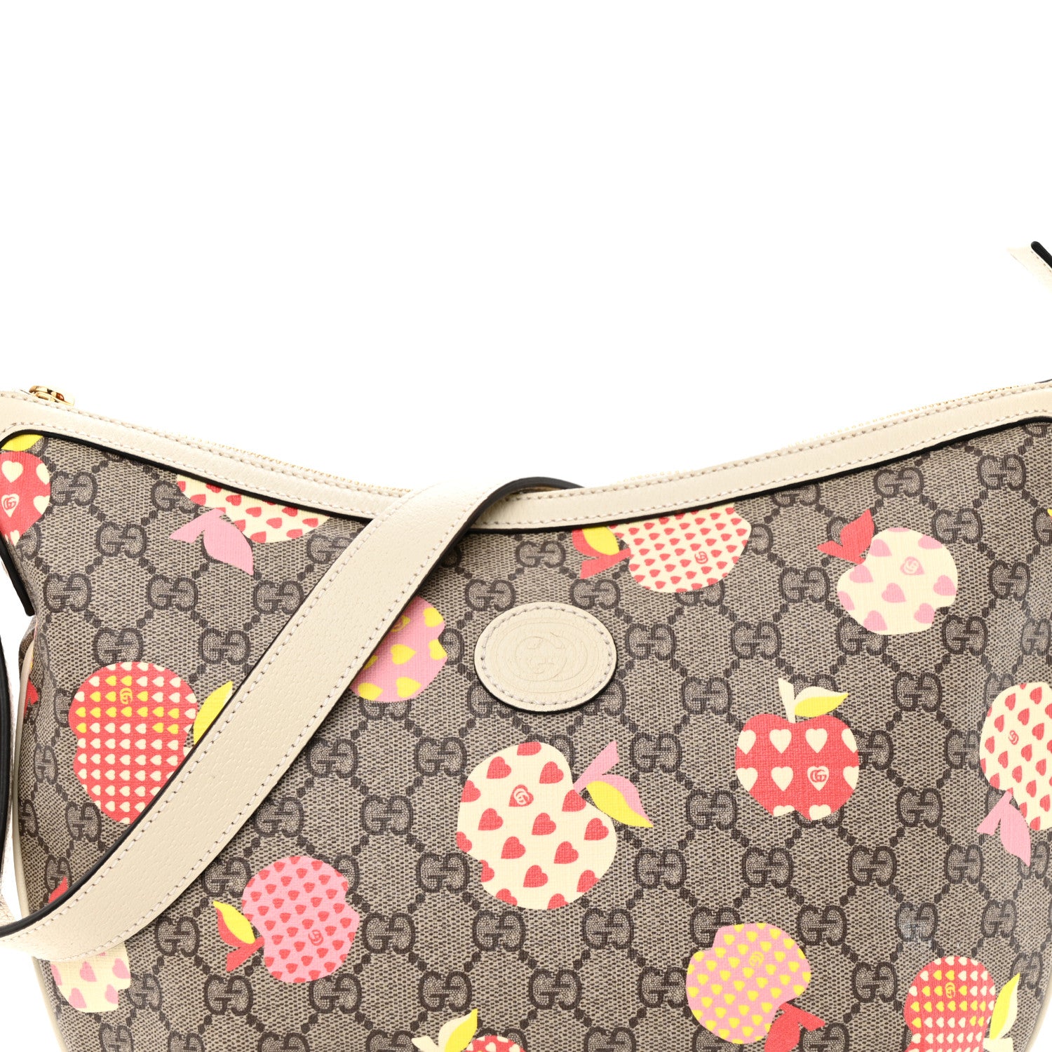 Gucci GG Supreme Monogram Les Pommes Small Ophidia Half Moon Hobo Beige Multicolor Mystic White 8 of 12