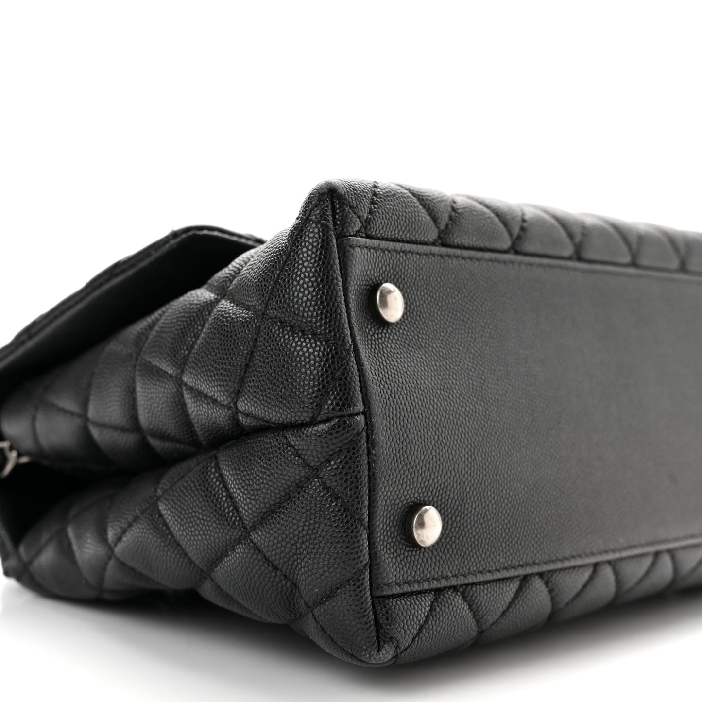 Caviar Lizard Embossed Quilted Small Coco Handle Flap Black