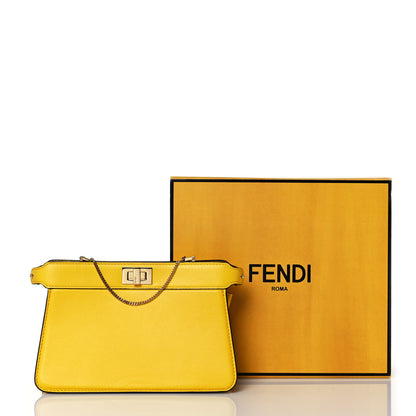 Fendi Nappa Small Peekaboo I SEE U East West Chain Satchel Limone 12 of 12