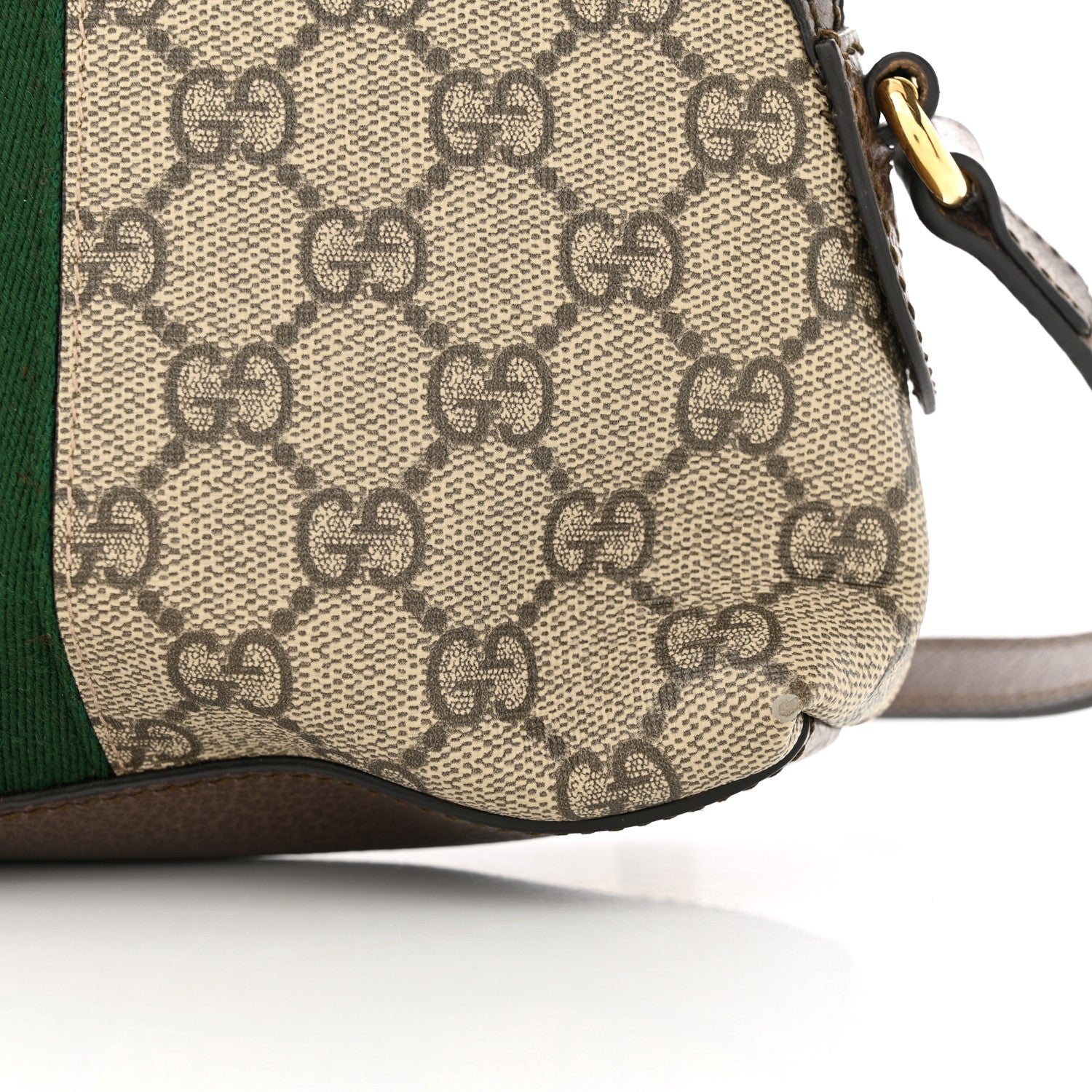 Gucci GG Supreme Monogram Textured Dollar Calfskin Web Small Ophidia Dome Shoulder Bag Beige Ebony New Acero 11 of 12