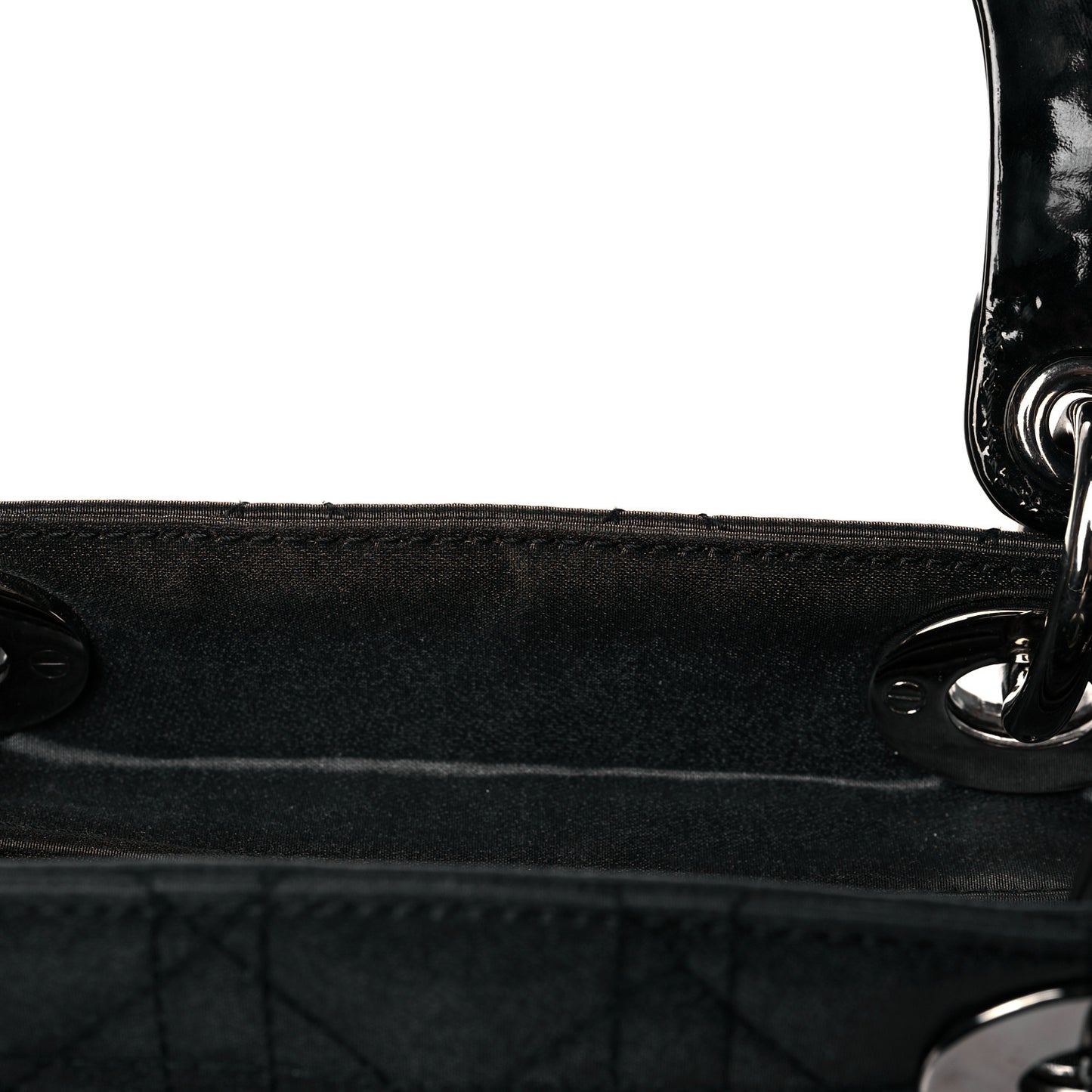 Coated Canvas Patent Cannage Medium Lady Dior Black