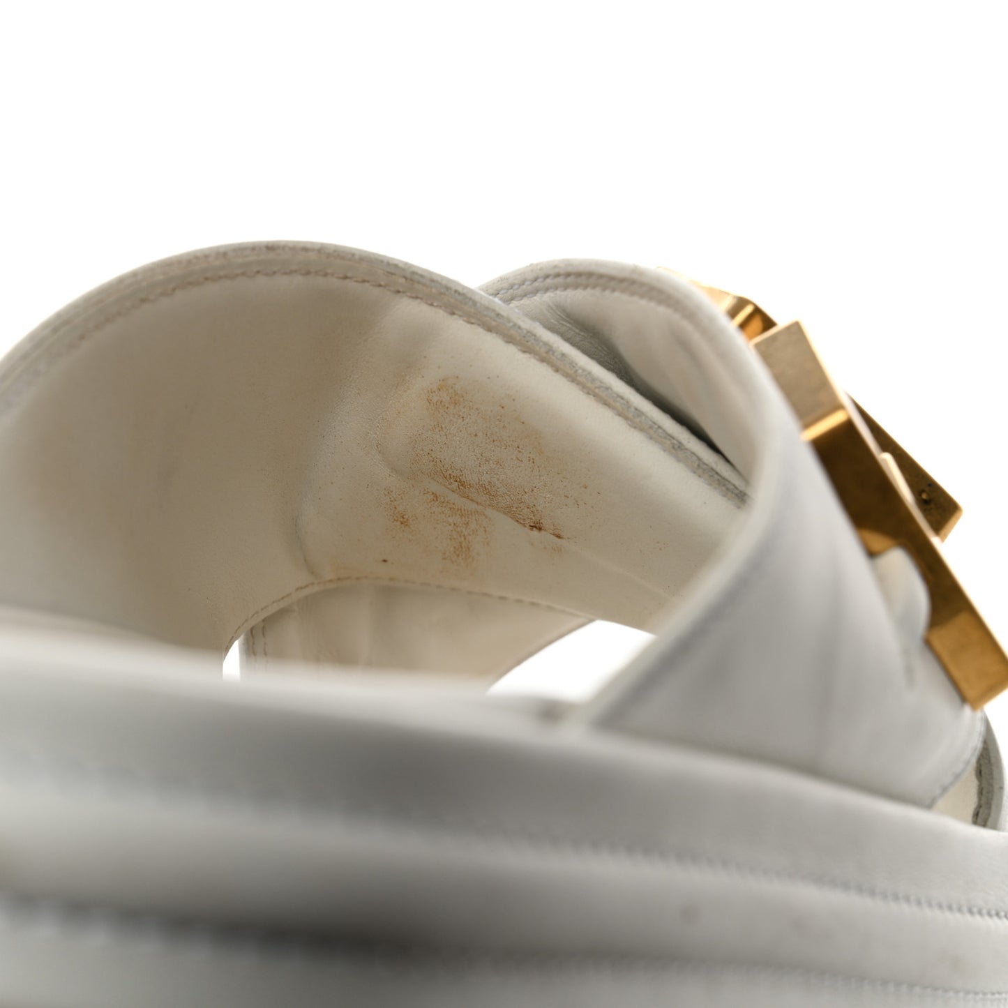 Vitello Womens Fendigraphy Slide Sandals 36 White Ice