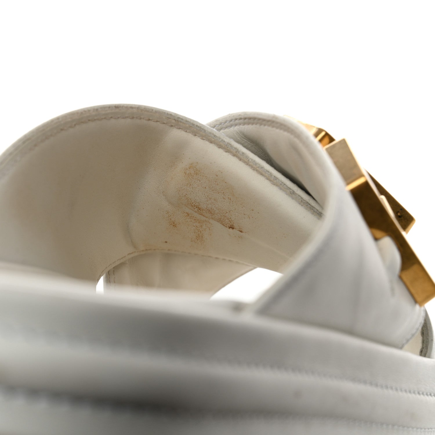 Fendi Vitello Womens Fendigraphy Slide Sandals 36 White Ice 10 of 11