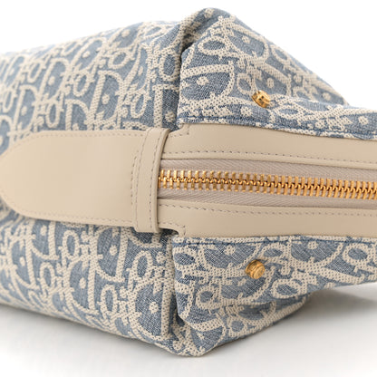 Christian Dior Oblique Chambray Raffia Effect Smooth Calfskin Small D-Journey Bag Blue Light Biscuit 10 of 11