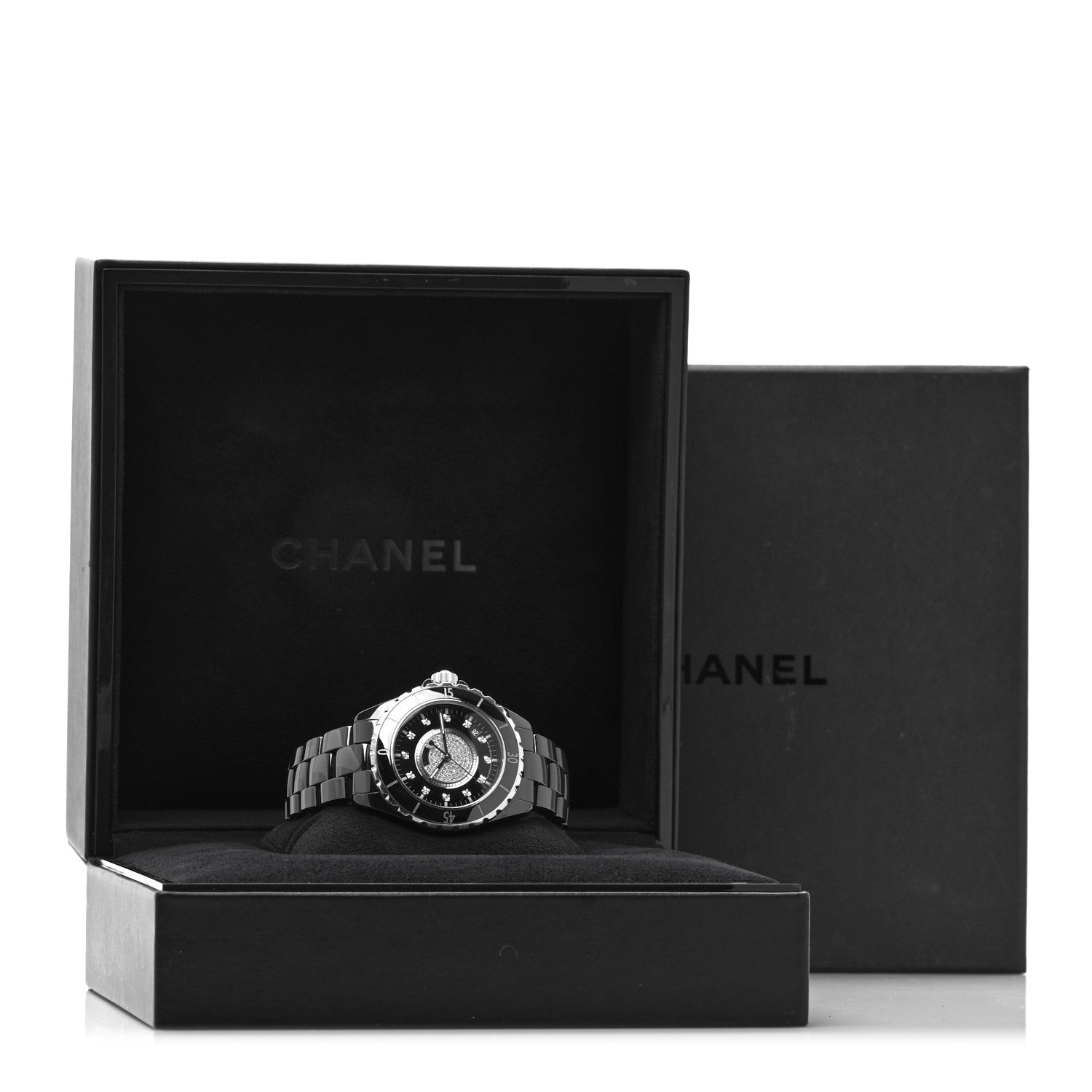 Chanel Stainless Steel Ceramic Diamond Dial 38mm J12 Quartz Watch Black 5 of 5