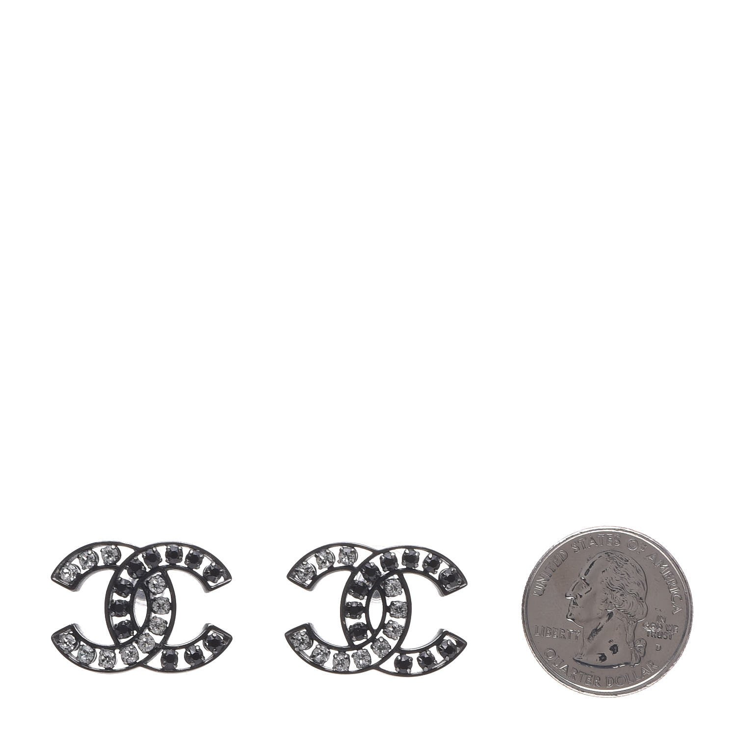 Chanel Crystal Large CC Earrings Black 2 of 6