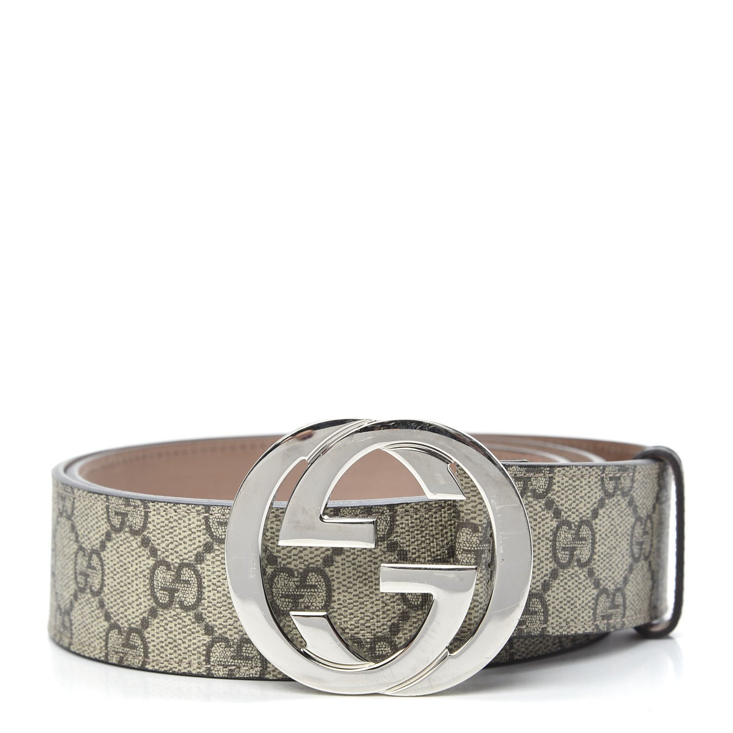 GG Supreme Monogram Selleria Calfskin Interlocking G 40mm Belt 95 38 Beige Ebony Cocoa