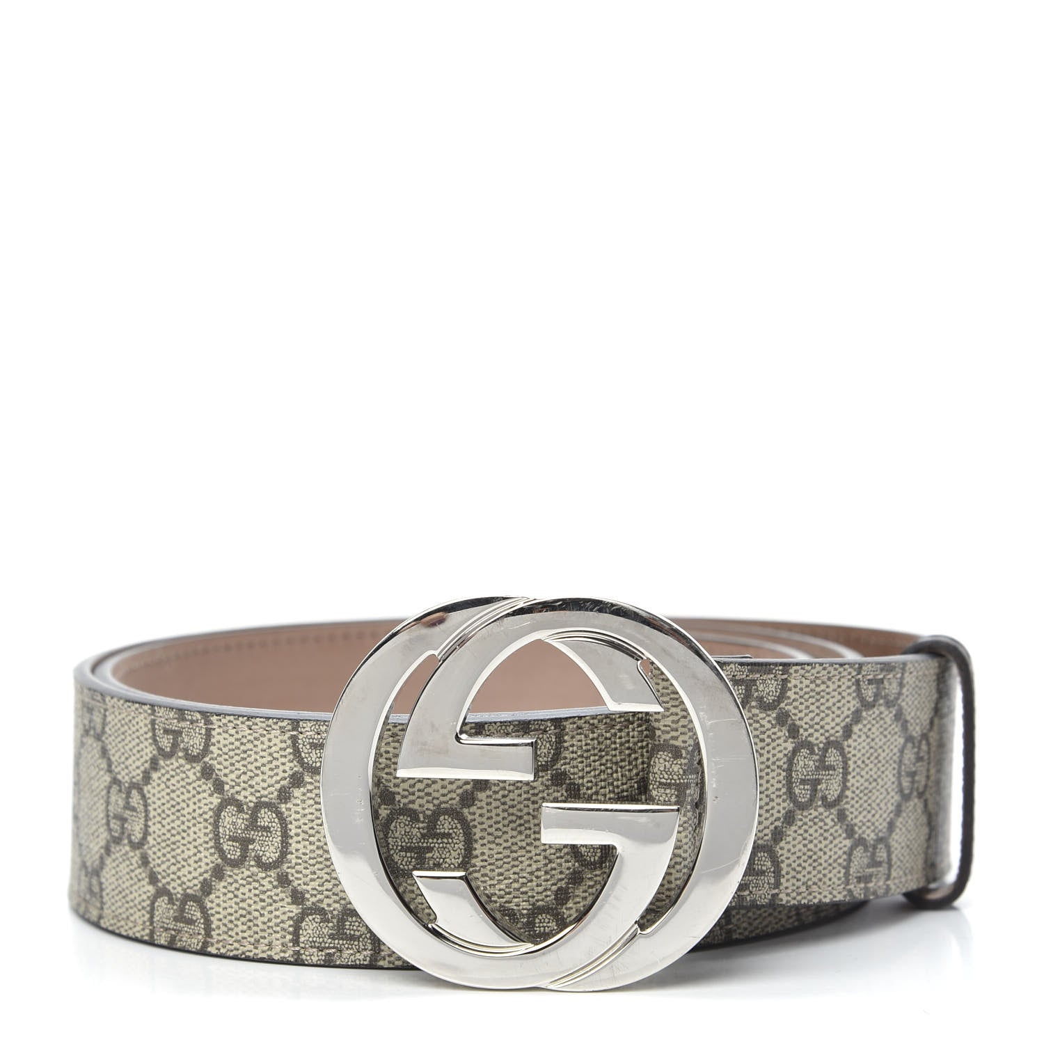 Gucci GG Supreme Monogram Selleria Calfskin Interlocking G 40mm Belt 95 38 Beige Ebony Cocoa 1 of 6