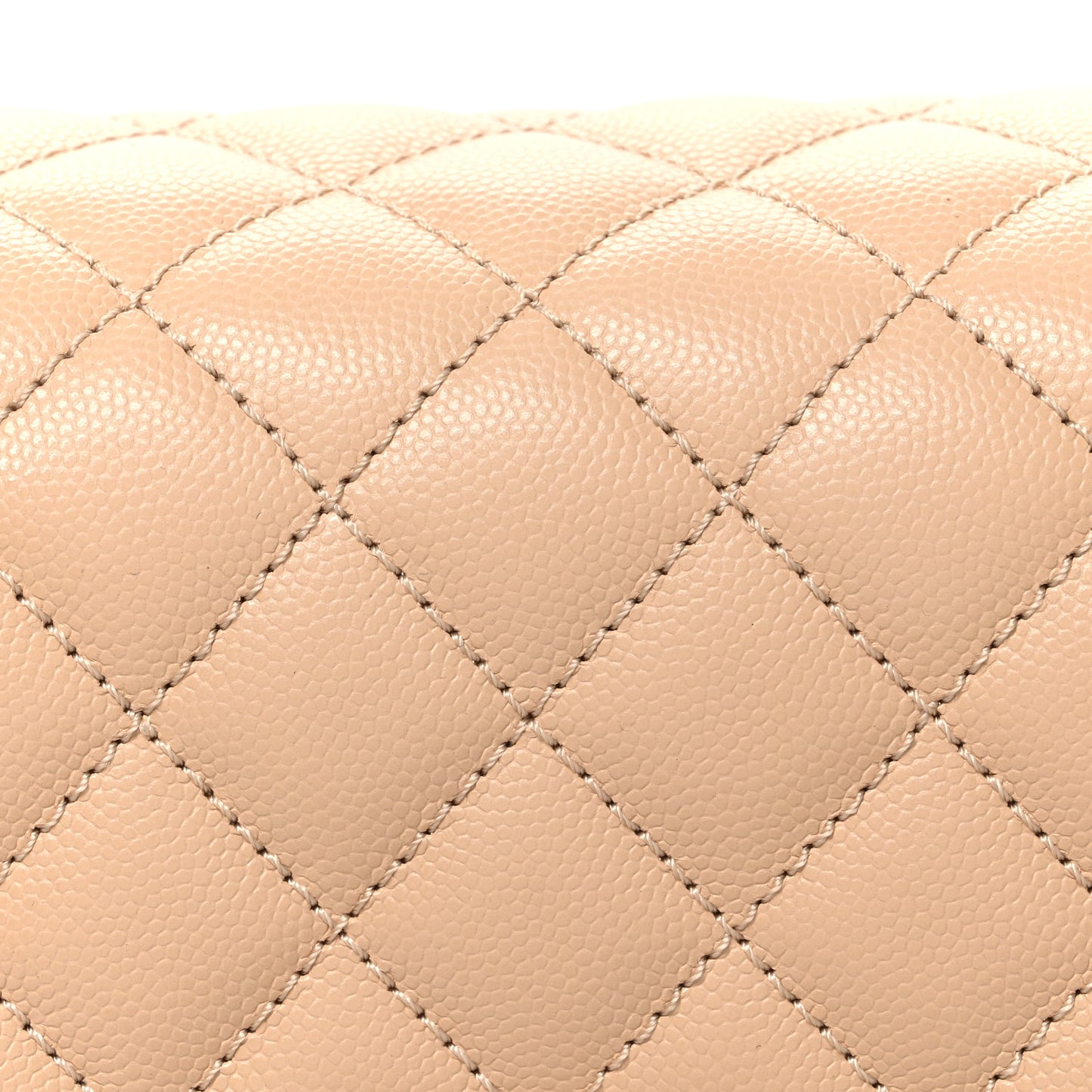 Caviar Quilted Small Coco Handle Flap Beige