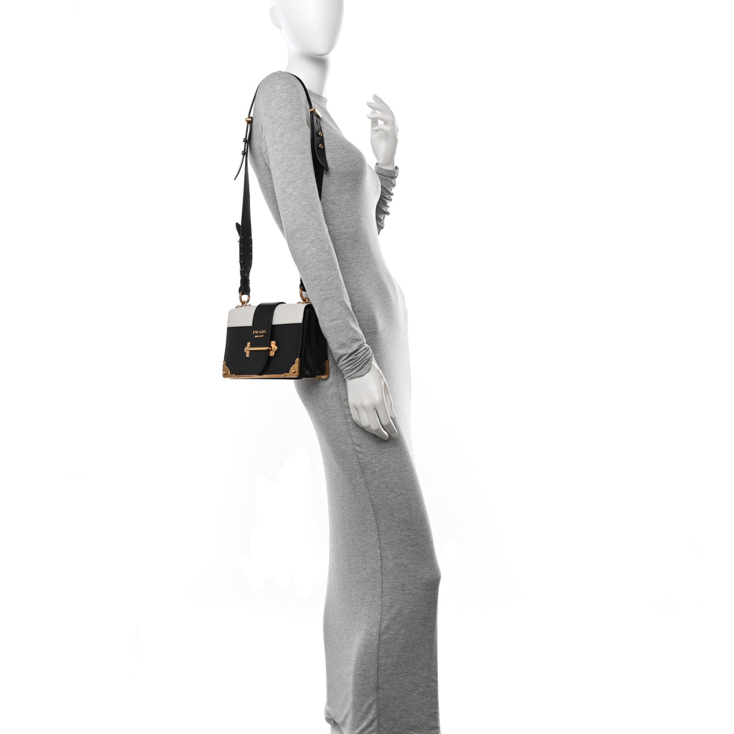 City Calf Saffiano Cahier Bag Talco Black