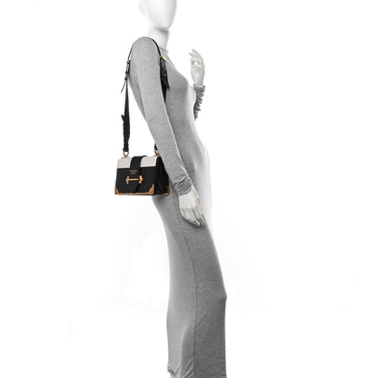 Prada City Calf Saffiano Cahier Bag Talco Black 2 of 12