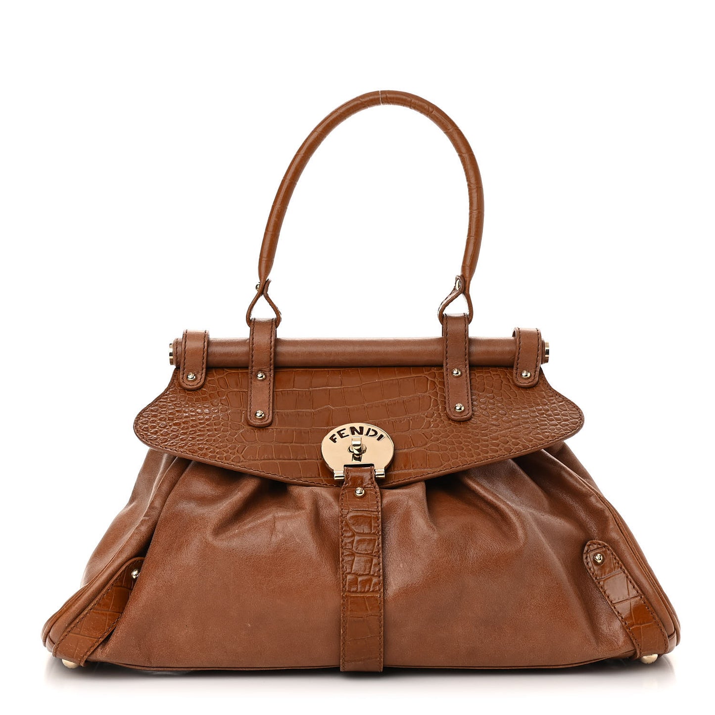 Lambskin Crocodile Embossed Medium Magic Bag Honey
